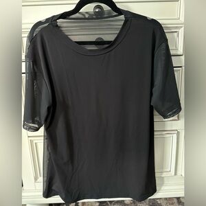 WEISSMAN Size Medium Adult Black Mesh Short Sleeve Dance Shirt Costume